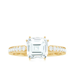 2.50 CT Asscher Cut Solitaire Zircon Engagement Ring