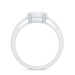 3.50 CT Asscher Cut Moissanite Solitaire Engagement Ring with Side Stones