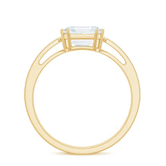 3.50 CT Asscher Cut Moissanite Solitaire Engagement Ring with Side Stones