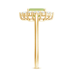 Natural 1.8 Carat Peridot Emerald Cut Engagement Ring with Halo