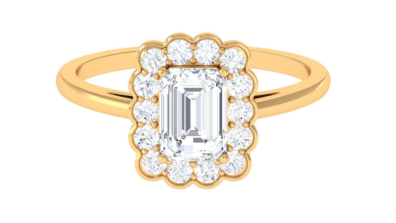 2.25 CT Octagon Cut Zircon Statement Engagement Ring with Halo