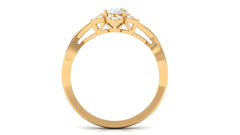 Oval Zircon Solitaire Infinity Ring with Floral Halo