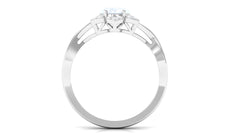 3/4 CT Oval Cut Solitaire Moonstone and Diamond Floral Halo Ring