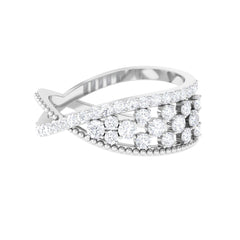 Designer Diamond Band Ring with Criss Cross Shank