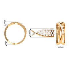 Designer Diamond Band Ring with Criss Cross Shank