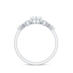 3/4 CT Minimal Zircon Heart Engagement Ring with Gold Beaded