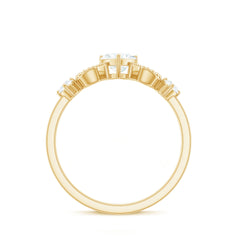 3/4 CT Minimal Zircon Heart Engagement Ring with Gold Beaded