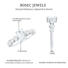 2 CT Octagon Cut Zircon Engagement Ring with Side Stones