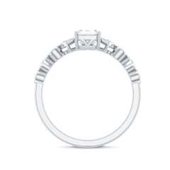 2 CT Octagon Cut Zircon Engagement Ring with Side Stones