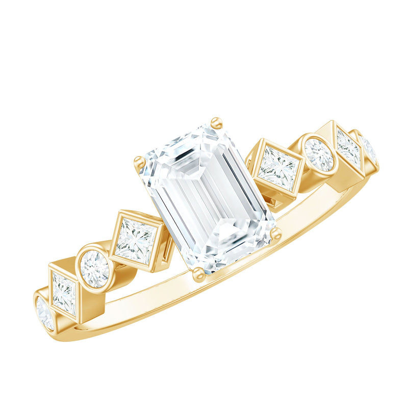 2 CT Octagon Cut Zircon Engagement Ring with Side Stones