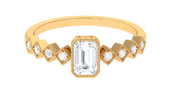 1 CT Octagon Cut Zircon Engagement Ring with Side Stones
