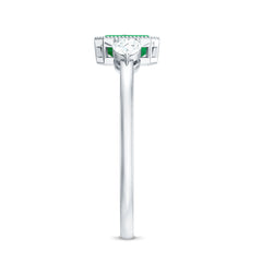 Emerald 3  Stone Ring with Diamond