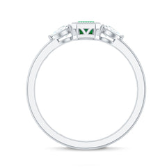 Emerald 3  Stone Ring with Diamond