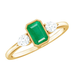 Emerald 3  Stone Ring with Diamond