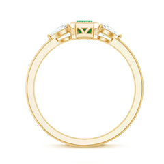 Emerald 3  Stone Ring with Diamond