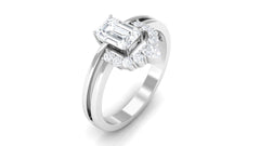 1 CT Octagon Cut Zircon Double Band Engagement Ring