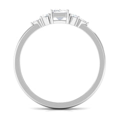 1 CT Octagon Cut Cubic Zirconia Engagement Ring with Trio