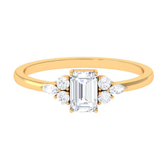 1 CT Octagon Cut Cubic Zirconia Engagement Ring with Trio