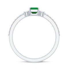 Genuine Emerald Diamond Emerald Cut Engagement Ring and Wedding Band Set
