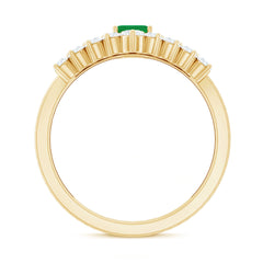 Natural Emerald Diamond Emerald Cut Engagement Ring with Curved Wedding Band