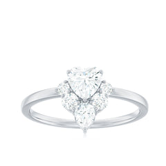 Certified Moissanite Heart Promise Ring with Accent