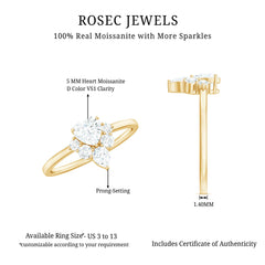 Certified Moissanite Heart Promise Ring with Accent