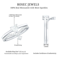 Heart Shape Moissanite Solitaire Engagement Ring with Enhancer