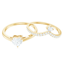 Heart Shape Moissanite Solitaire Engagement Ring with Enhancer