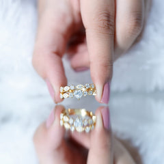 Zircon Bridal Wedding Ring Set with Matching Band