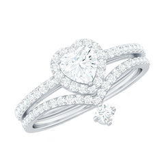 Certified Moissanite Heart Wedding Ring Set for Women