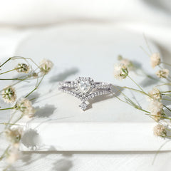 Certified Moissanite Heart Wedding Ring Set for Women