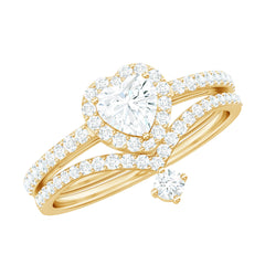 Certified Moissanite Heart Wedding Ring Set for Women