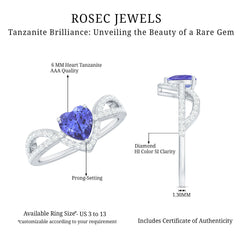 Heart Shape Tanzanite and Diamond Designer Engagement Ring