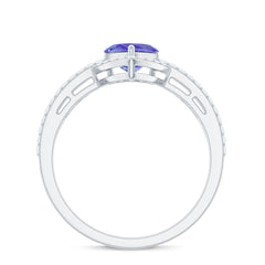 Heart Shape Tanzanite and Diamond Designer Engagement Ring