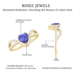 Heart Shape Tanzanite and Diamond Designer Engagement Ring