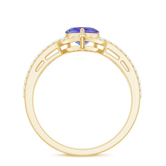Heart Shape Tanzanite and Diamond Designer Engagement Ring