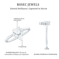 1 CT Cubic Zirconia Heart Engagement Ring with Side Stones