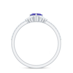 Natural Tanzanite Diamond Heart Promise Ring for Engagement