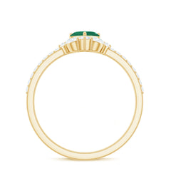 Natural Emerald Heart Promise Ring with Diamond
