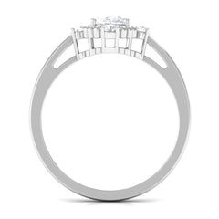 Vintage Style Oval Zircon Solitaire Engagement Ring with Gold Beaded