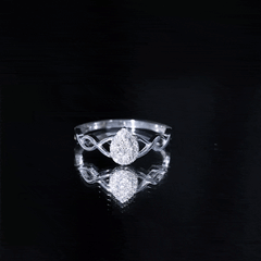 Illusion Set Round Moissanite Crossover Halo Engagement Ring