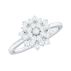 Cubic Zirconia Flower Cluster Engagement Ring in Gold