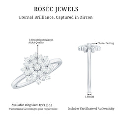 Cubic Zirconia Flower Cluster Engagement Ring in Gold