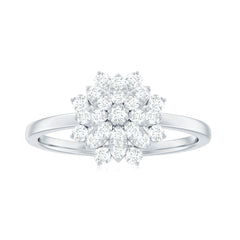 Cubic Zirconia Flower Cluster Engagement Ring in Gold