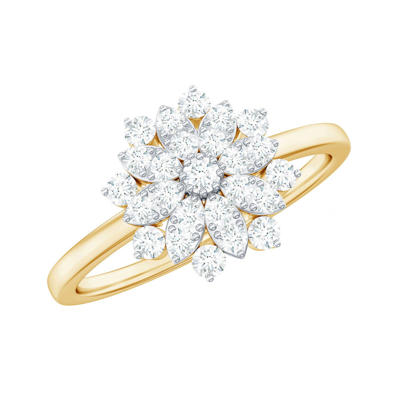 Cubic Zirconia Flower Cluster Engagement Ring in Gold