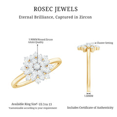 Cubic Zirconia Flower Cluster Engagement Ring in Gold