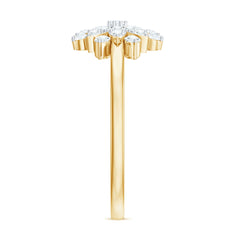 Cubic Zirconia Flower Cluster Engagement Ring in Gold