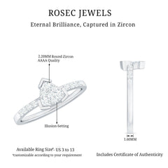 1/2 CT Round Cubic Zirconia Triangular Engagement Ring