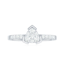 1/2 CT Round Cubic Zirconia Triangular Engagement Ring