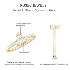 1/2 CT Round Cubic Zirconia Triangular Engagement Ring